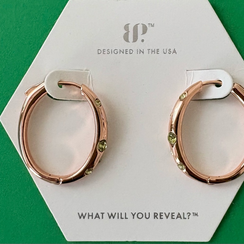 Bomb Party ROSE GOLD and PERIDOT Hoop Earrings
